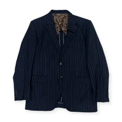 Paul Smith ポールスミス 裏地ペイズリー ストライプ ロピピアーナ生地 Super 130's テーラードジャケット 104-92-180/ネイビー/メンズ/背抜き