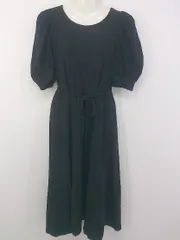 ◇ ◎ archives アルシーヴ バックリボン パフスリーブ 半袖 膝下丈 ワンピース ブラック レディース P  【1301200006762】