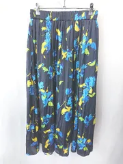 ◇ KUMIKYOKU 組曲 花柄 ロング フレア スカート サイズ2 ブルー系 レディース E  【1406180097400】