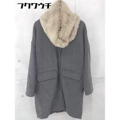 ■ ◎ KBF アーバンリサーチ ファー付き 長袖 ノーカラー コート サイズONE グレー レディース  【中古】 【1103180000859】
