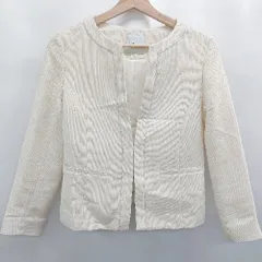 ◇ Θ Aperi nano universe ボタンレス 長袖 ノーカラー ジャケット サイズ36 ライトベージュ系 レディース E  【1505290026956】