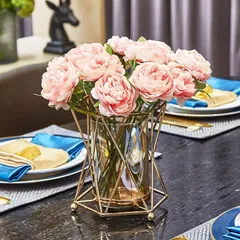 花瓶 置物 北欧 インテリア 花器 アート おしゃれ 北欧 陶器 玄関 アンティーク モダン 金属 ガラス ゴールド ワイヤーフレーム 透明 クリア おしゃれ 花器 フラワーベース 玄関 リビング