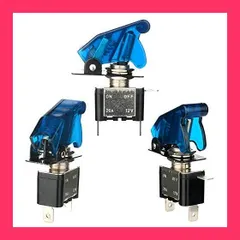 【スタッフおすすめ！】KILIGEN ミサイルスイッチ 12V-24V 20A 3個セット LED搭載 3極タイプ ON-OFF (青い)