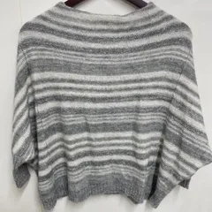 GALLARD A GALANTE グレー　白　ボーダー　長袖　ニット　秋冬　ユーネック