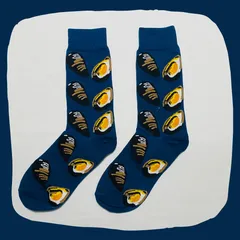 牡蠣ネイビー クルーソックス #141