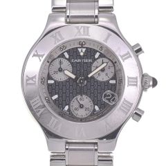 カルティエ CARTIER W10172T2 マスト21 クロノスカフ クロノグラフ デイト クォーツ メンズ 良品 R#141003