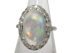 ウォーターオパール ダイヤモンドリング PM 6.3g 8号 カード鑑別付き　Jewelry Water Opal4.18ct Dia0.63ct Ring