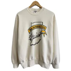 USA製 FRUIT OF THE LOOM フルーツオブザルーム フロントプリント 戦闘機 トレーナー スウェット 裏起毛 クリーム色 Mサイズ No.H458