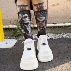 正規品☆DEMONIA（デモニア）＊STOMP-08白＊フェイクレザー切替