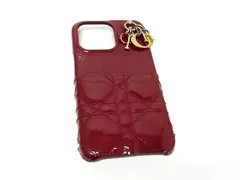 ChristianDior ディオール レディディオール カナージュ パテントレザー iPhone13 Pro 対応 アイフォンケース ボルドー系 BJ9208
