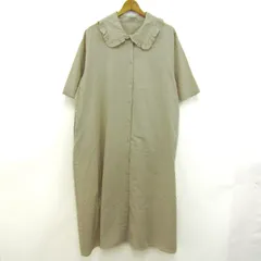 サマンサモスモス ロングワンピース 半袖 フリル襟 トップス レディース Fサイズ ベージュ SM2 【中古】