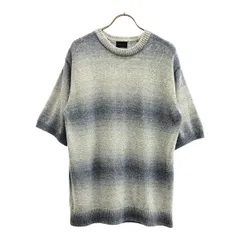 green label relaxing グリーンレーベルリラクシング 半袖 コットン ニット S ブルー×ホワイト ユナイテッドアローズ メンズ 古着