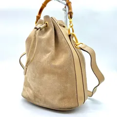 ✨良品✨ GUCCI グッチ オールドグッチ ハンドバッグ ショルダーバッグ バンブー スエード ベージュ 肌色 ユニセックス 男女兼用 レディース メンズ