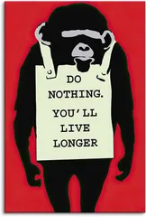 【在庫処分】アートパネル バンクシー チンパンジー キャンバスアート抽象 人気 北欧 HD BANSKY ポスター 絵画 水彩 飾り壁 壁絵 壁掛け 玄関 インテリア おしゃれ 贈り物 木枠付きの完成品 (B,60x90cm（24x36in）)