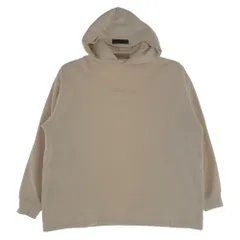 FEAR OF GOD フィアオブゴッド パーカー FOG ESSENTIALS エッセンシャルズ フロッキーロゴプリント プルオーバー スウェット パーカー オフホワイト系 S【中古】