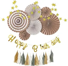 誕生日 飾り付け 女の子 男の子 セット ガーランド デコレーション HAPPY BIRTHDAY ペーパーファン 風船  装飾 お祝い 記念日 s26