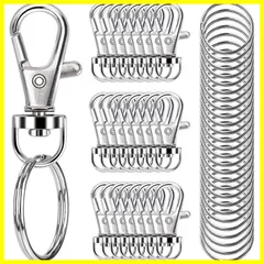 キーホルダー 金具 キーホルダーパーツ 30個入り ナスカン レジン パーツ キーホルダーパーツ 回転フック 丸カン 付き 二重リング ハンドメイド キーリング アクセサリー DIY 手芸用品 (シルバー1)