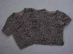 ボンポワン ボンポアン bonpoint アウトレット 子供服 女の子 4歳 約 100cm アンサンブル 長袖 カーディガン 半袖 ニット 2点 ベージュ グレー レオパード 秋 冬 ★3 セットアップ ガールズ 女児 キッズ 【中古】