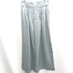 ◇ Θ BEAMS バックウエストゴム タック入り サテンワイドパンツ サイズM ダークグレー レディース E  【1410100056033】