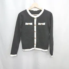 ◇ ⊇ JULIA BOUTIQUE ジュリアブティック 無地 ニット ワンピース サイズ表記なし ブラック　ホワイト系 レディース E  【1504210012475】