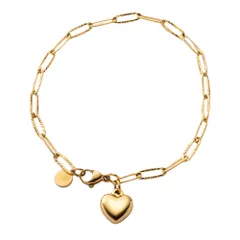 【ゴールド × ワンサイズ】[Cream dot. クリームドット公式] ブレスレット レディースステンレス製 金属アレルギー つけっぱなし サージカルステンレス ハート メタル ぷっくり オーバルチェーン チェーン 大人のサムネイル