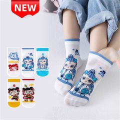 ✨新品✨ナタ 靴下5足セット アニメデザイン ナタキャラ 可愛いソックス 子供用 レディース カラフル 青黄赤 キュートな中国風デザイン S/M/L/XL/XXL サイズ豊富 12-22cm 通気性抜群 プレゼントにも 通園 通学 快適