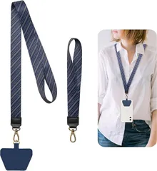 SHANSHUI スマホネックストラップ 首掛けストラップ 2本入り スマホストラップ 着脱簡単 忘れ物防止 落下防止 全機種対応 日常 旅行 アウトドアなど適応(ブルー,  首掛けストラップ+腕かけストラップ)