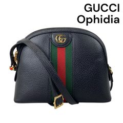 ●美品 グッチ GUCCI オフィディア ミニドーム ショルダーバッグ スモール GGロゴ 本革 ブラック レディース 5D778