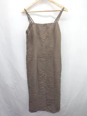 ◇ ⊂ JUNOAH ジュノア シンプル キャミワンピ ノースリーブ ロング ワンピース サイズXL ブラウン系 レディース E  【1507160026356】