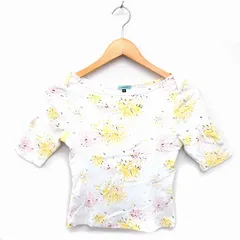 トッカ TOCCA カットソー Tシャツ ボートネック コットン 綿 ショート 透け感 花柄 五分袖 S 白 ホワイト /NT14のサムネイル