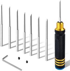 Vlookee Panel Line Engraving Chisel Set (7 pieces) for Gunpla, Mini 4WD, Figures, Plastic Models, Molds, Panel Lines, Scribing, and More. Sizes: 0.1mm, 0.2mm, 0.4mm, 0.6mm, 0.8mm (Black)