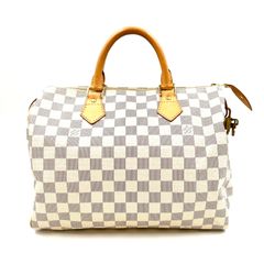 【極美品】LOUIS VUITTON ルイヴィトン N41370 ダミエ アズール スピーディ30 ホワイト ハンドバッグ ボストンバッグ レディース メンズのサムネイル