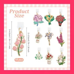 【スタッフおすすめ！】OLYCRAFT 10個 コネクタカバー Type-C キャップ USB チャーム 花束 チューリップ ローズ PVCキャップ カラフル かわいい 携帯Type C充電穴キャップ ペンダント 保護 防塵カバー スマート