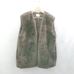 ◇ ⊇ LOWRYS FARM ローリーズファーム エコファー 長袖 ベスト サイズF ブラウン レディース E  【1503060033944】