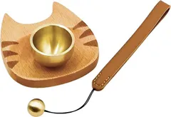 ZERONOWA ペット 仏具 仏壇 ミニおりん 3点セット ねこ耳台座 りん棒 ペット供養(ブラウン)