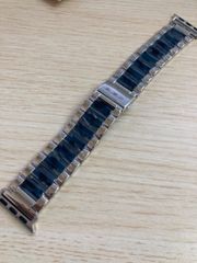38/40mm アップルウォッチ バンド 調整器具付属 ベルト ステンレス Apple Watch シルバー×ブラック 38-s×b