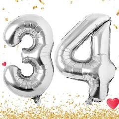 【新品】 数字 バルーン 40インチ 大きい バースデーバルーン【数字34】 ナンバーバルーン 誕生日 風船 バースデー 飾り アルミ風船 約90cm ビッグ バルーン 数字 ハッピーバースデー 飾り付け 結婚式パーティー 記念日 ウェディング イベント  1