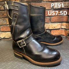 【良品】レッドウィング PT91 茶芯 エンジニアブーツ US7.5D ブラック 90s RED WING PT91 エンジニアブーツ 刺繍タグ USA製 茶芯
