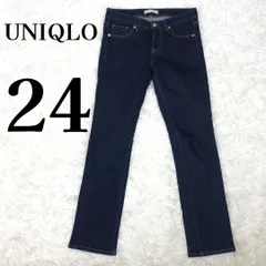【美品】 ユニクロ UNIQLO デニム ジーンズ Gパン ストレート 24 紺