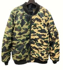 アベイシングエイプ A BATHING APE 1ST CAMO HALF MA-1 BOMBER JACKET ファーストカモ ハーフ セパレート ブルゾン シェルボンバー 001HJE801022X ジャケット 迷彩 カーキ Lサイズ 104MT-312