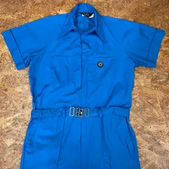 USA製 ’70s  ヴィンテージ 半袖オールインワン L ブルー TALON42ZIP 42タロン つなぎ ツナギ 衿芯入り ショートスリーブ ユーズド USED ビンテージ vintage 古着 MADE IN USA