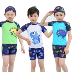 【グリーン】子供 水着 男の子 3点セット 子供水着 男の子 保育園 小学生 男児 水着 90 100 110 120 130 140 150 プール 海 水着 130 男の子