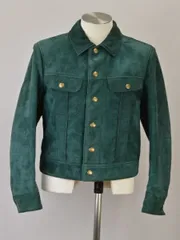 トムフォード TOM FORD ジャケット/ブルゾン スウェードレザー 46サイズ グリーン/裏地チェック柄 メンズ u_s F-L7933のサムネイル