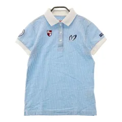 サイズ：0 MASTER BUNNY EDITION マスターバニーエディション  半袖ポロシャツ シアサッカー ストライプ柄 ブルー系 [240101336444]# ゴルフウェア レディース ストスト