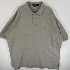 古着 90's/90年代 ポロバイラルフローレン Polo by Ralph Lauren 鹿の子 半袖 ポロシャツ 大きいサイズ ワンポイント ロゴ 刺繍 大きいサイズ XXL  グレー 無地 メンズ