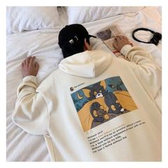 韓国 秋冬 メンズ トムとジェリー Instagram パーカー スウェット 白