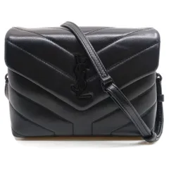 【栄】サンローラン ルル トイ ショルダーバッグ 467072 YSLロゴ レザー ブラック×シルバー金具