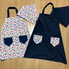 エプロン　キッズ用　子供エプロン　リバーシブル　三角巾　子供用　キッズエプロン