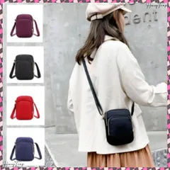 送料無料 ミニショルダーバッグ ミニポシェット軽量 レディース 可愛い 小さめ 斜めがけカバン おしゃれ 肩掛けカバン 縦型 ミニバッグ カジュアル スマホポーチコンパクト サブバッグ韓国散歩 ナイロンバッグ軽い スマホショルダー黒