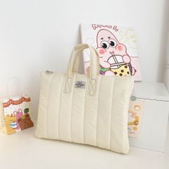 ☆ Ivory ☆ Quilted Laptop Case for Commuting and School. Cute 15-inch Laptop Case, PC Case, Notebook PC Case, Tote Bag, Stylish Laptop Bag, Notebook PC Bag, Commuting and School